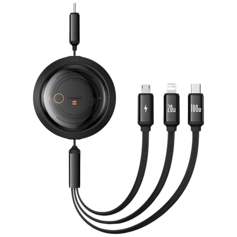 Baseus Free2Draw Noir - Câble USB-C 3-en-1 USB-C/éclairage/micro USB-C - Ítem