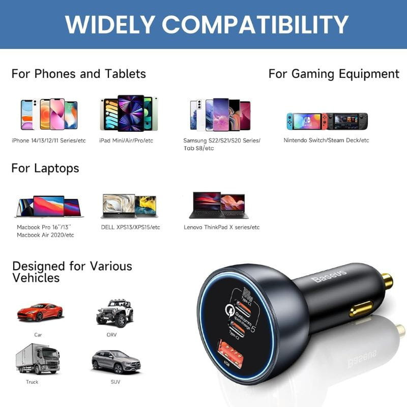 Baseus Qualcomm 160W - Chargeur de voiture 2xUSB-C 1xUSB-A - Ítem2