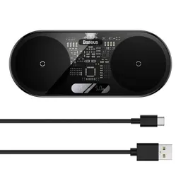 Baseus Dual USB-C 20W Cargador Inalámbrico - imagen con el cable