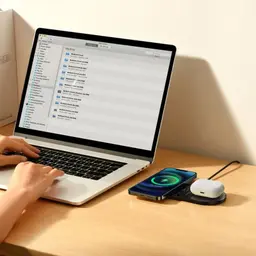 Baseus Dual USB-C 20W Cargador Inalámbrico - imagen real