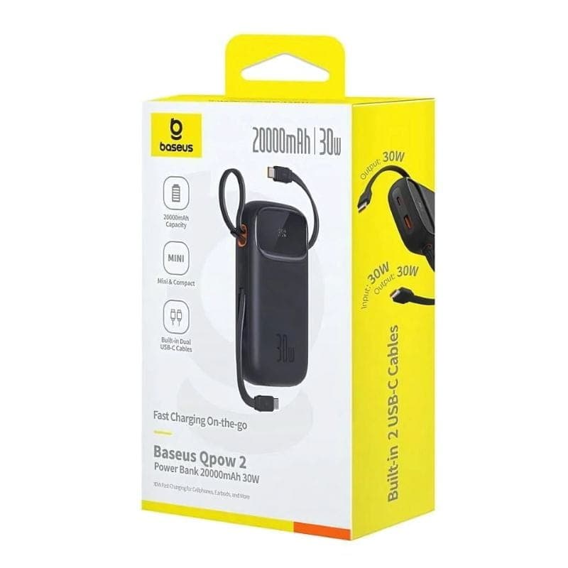 Baseus QPow 2 20000 mAh 30W - batterie externe - image de la boîte en noir