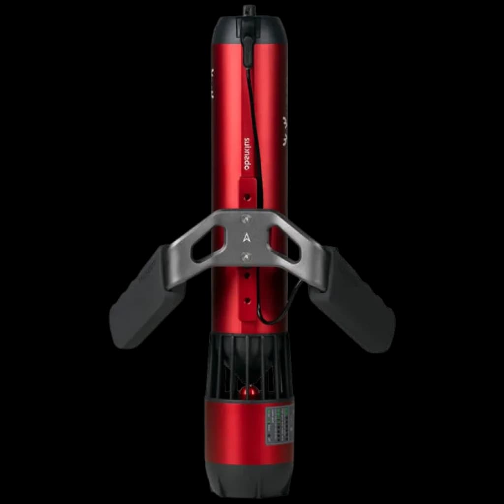 Waydoo Subnado propulseur sous-marin Rouge kit débutant, corps cylindrique rouge métallisé, pales protégées, deux poignées latérales ergonomiques,