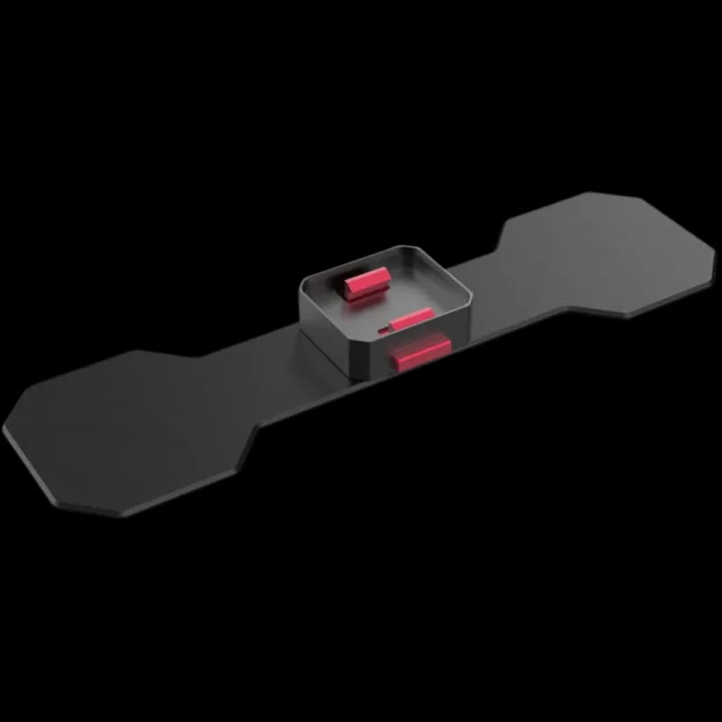 Adaptateur pour SUP Waydoo en aluminium noir avec renforts rouges et plateau central carré, profil allongé pour montage stable sur planche