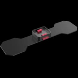 Adaptateur pour SUP Waydoo en aluminium noir avec renforts rouges et plateau central carré, profil allongé pour montage stable sur planche