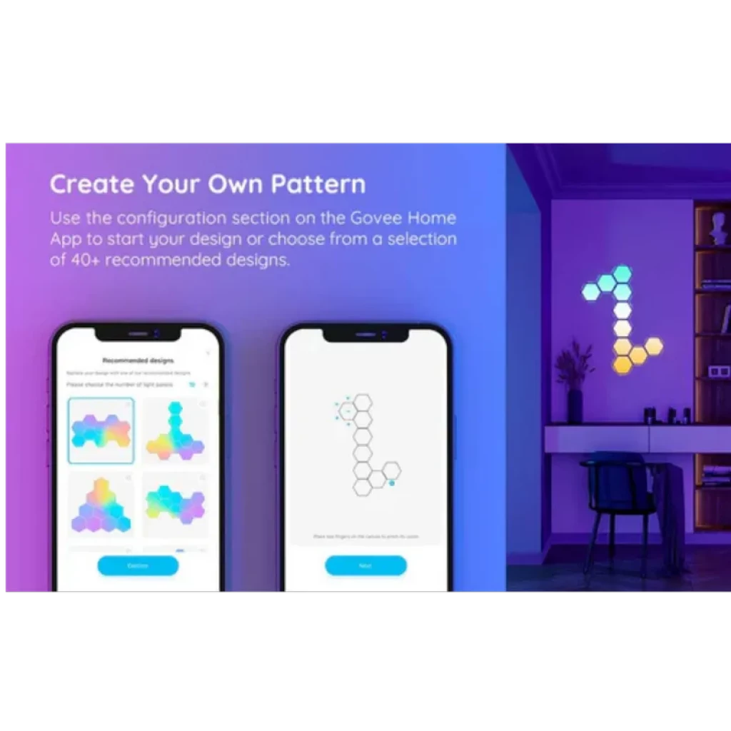 Govee H6061 Glide Hexa Light RGBIC Wifi, Bluetooth - Panel de luz inteligente - Ítem5