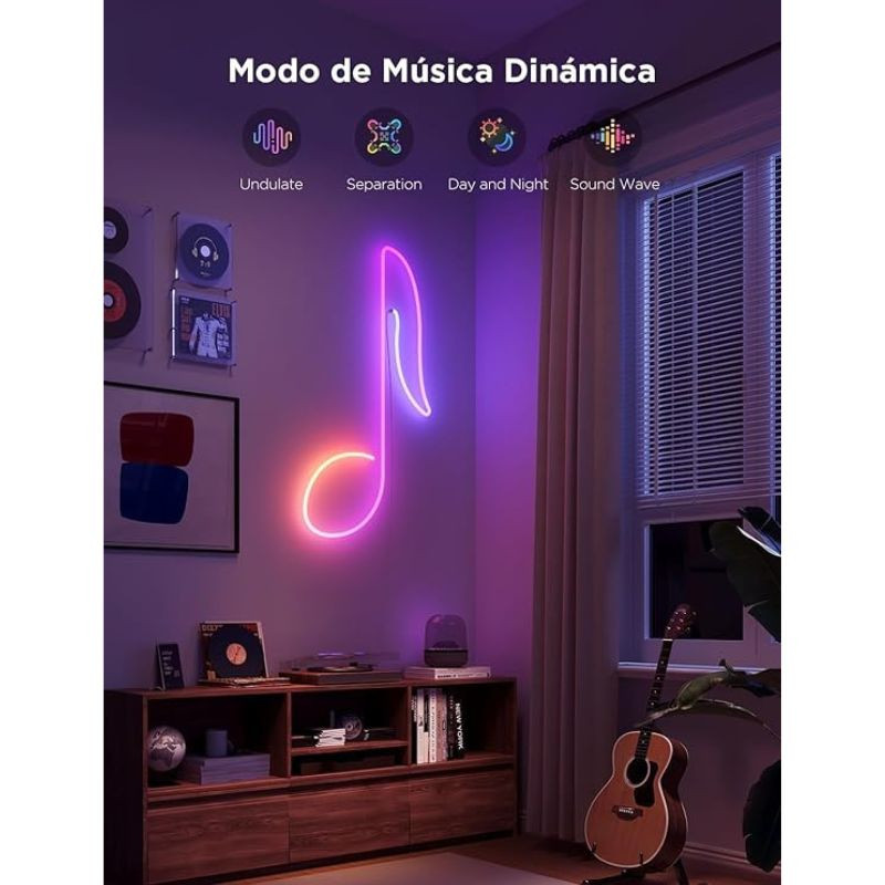 Bande lumineuse LED RGBIC 5 m Govee H61D5, néon flexible multicolore, contrôle Wi‑Fi/Bluetooth via app, effets dynamiques, compatible Matter/Alexa/Google. - Ítem2