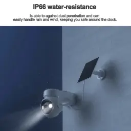 Imou Cell Pt Lite exterior com painel solar, 2K QHD, IP66, luz integrada e bateria de 5000 mAh; design de parede resistente à chuva e ao vento