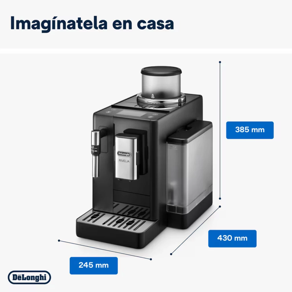 DeLonghi Rivelia EXAM440.35.B preta e prata com ecrã tátil 3,5, bico duplo para dois espressos, vaporizador de leite lateral e 19 bar de pressão - Item10