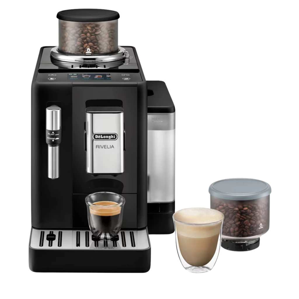 DeLonghi Rivelia EXAM440.35.B preta e prata com ecrã tátil 3,5, bico duplo para dois espressos, vaporizador de leite lateral e 19 bar de pressão - Item5