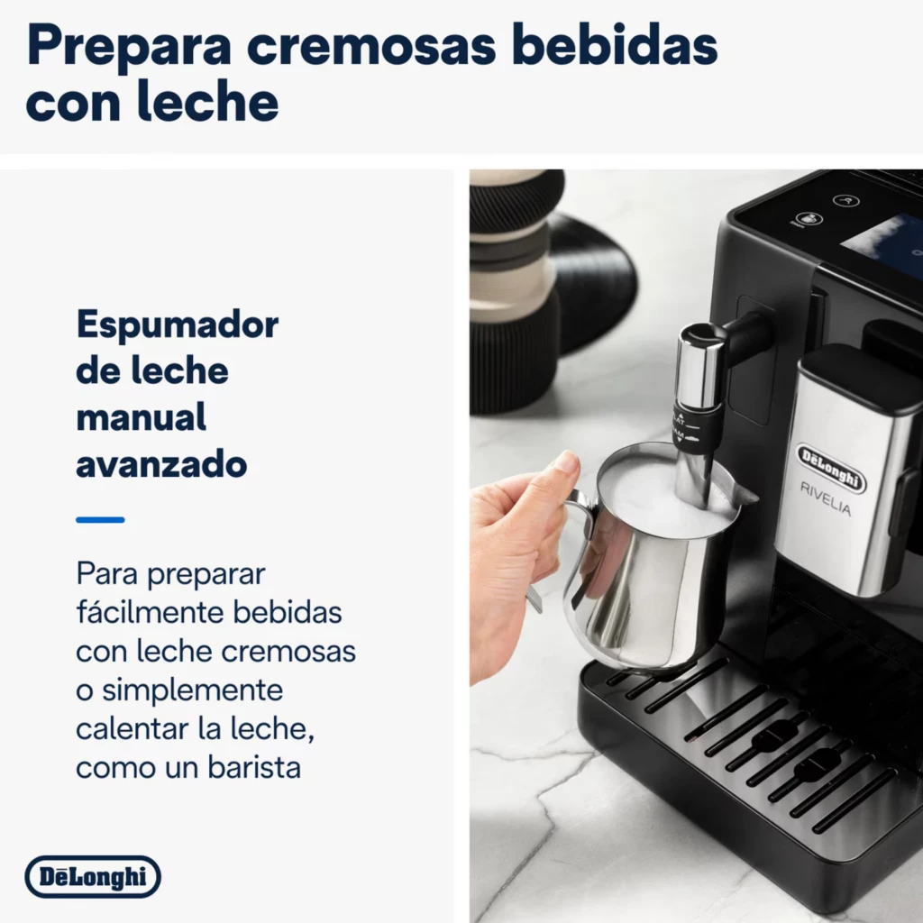 DeLonghi Rivelia EXAM440.35.B preta e prata com ecrã tátil 3,5, bico duplo para dois espressos, vaporizador de leite lateral e 19 bar de pressão - Item6