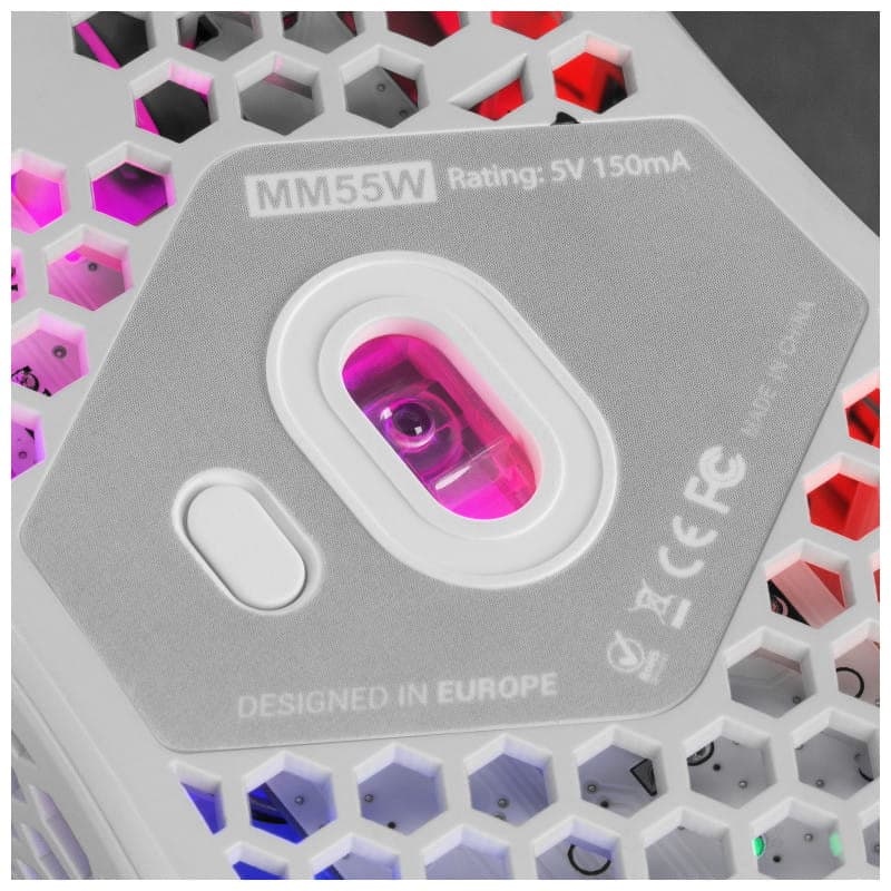 image du capteur optique de la souris Mars Gaming MM55W - 55gr - 12800 DPI - RGB Chroma