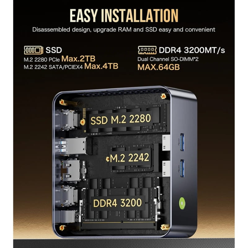 GMKtec NucBox M3 Plus Intel i9-12900HK/Sin RAM/Sin SSD Barebone - Mini PC - Ítem3