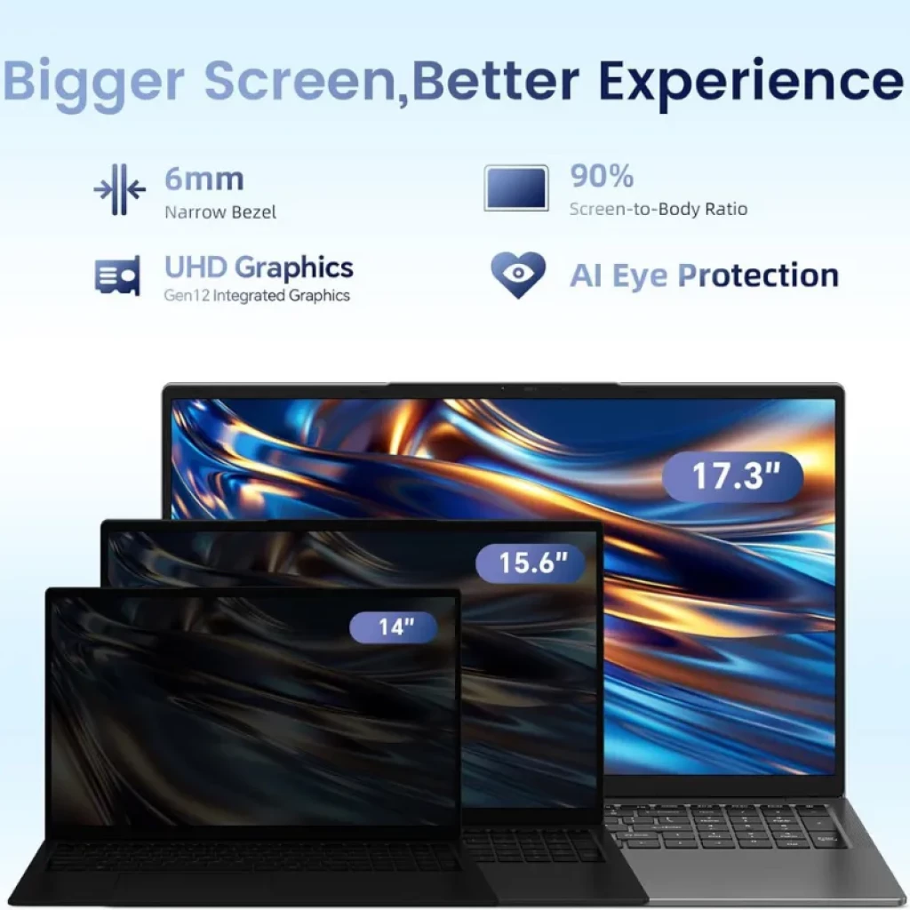 Portátil Teclast F17 Plus 17,3 pulgadas con biseles finos, chasis gris metalizado y teclado completo; pantalla IPS con colores vivos y webcam superior - Ítem4