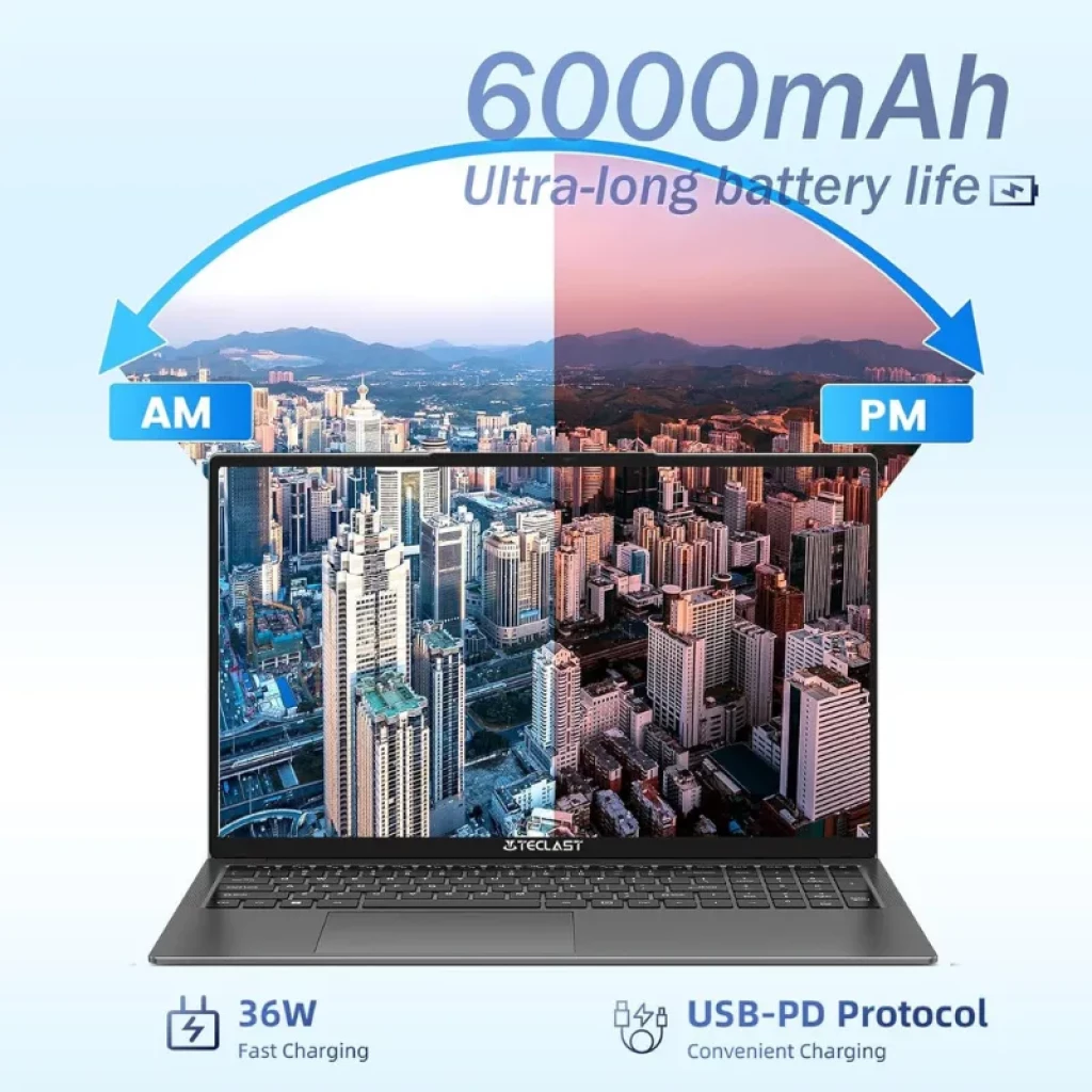 Portátil Teclast F17 Plus 17,3 pulgadas con biseles finos, chasis gris metalizado y teclado completo; pantalla IPS con colores vivos y webcam superior - Ítem7