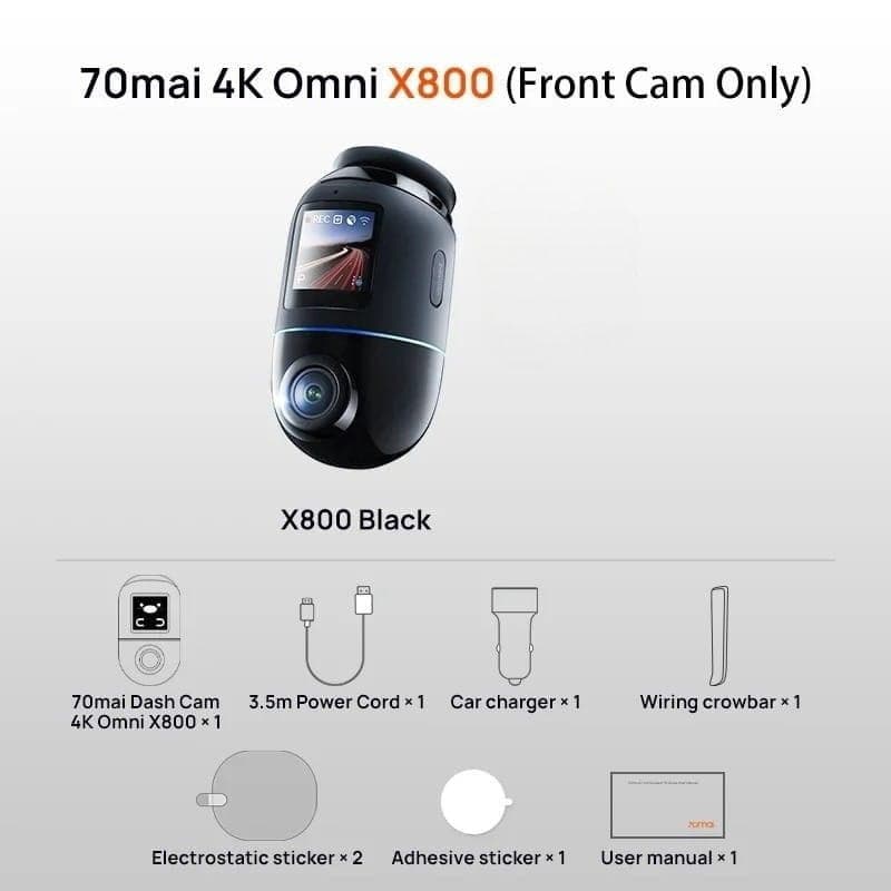 70mai Omni X800 128 GB 4K Wi-Fi/4G Preto, conteúdo da embalagem