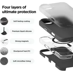 Capa macia preta para iPhone 16 compatível com Magsafe - revestimentos e materiais