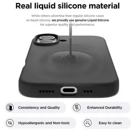 Capa macia preta para iPhone 16 compatível com Magsafe - silicone líquido