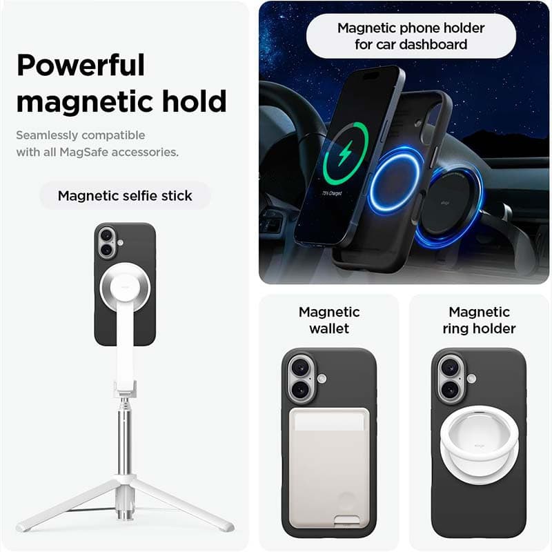 Capa macia preta para iPhone 16 compatível com Magsafe - anel magnético