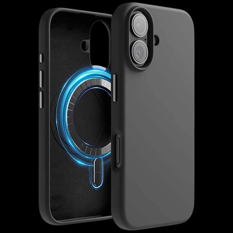 Capa macia preta para iPhone 16 compatível com Magsafe