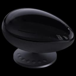Projetor de luz Wanbo EVA Galaxy Light em formato oval preto, base inclinável e botões frontais, acabamento brilhante com tecido na borda inferior