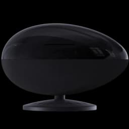 Projetor de luz Wanbo EVA Galaxy Light em formato oval preto, acabamento brilhante com base circular estável e faixa têxtil frontal para difusão uniforme