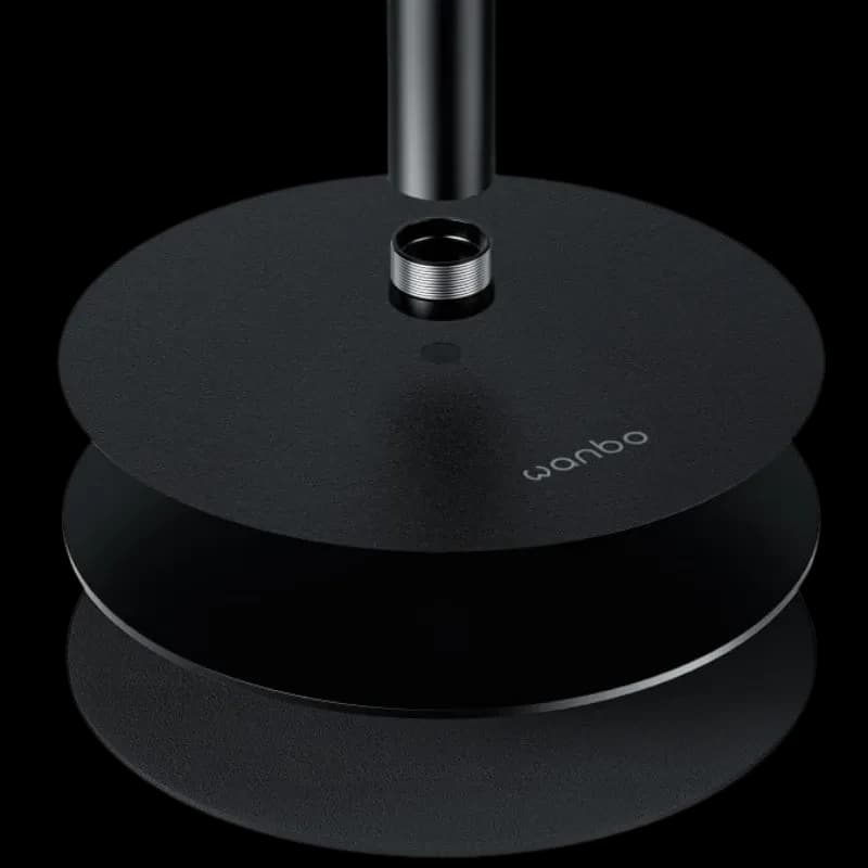 Wanbo PWE104 soporte de escritorio negro con base circular antideslizante, rosca metálica central y acabado mate para montar proyectores con estabilidad