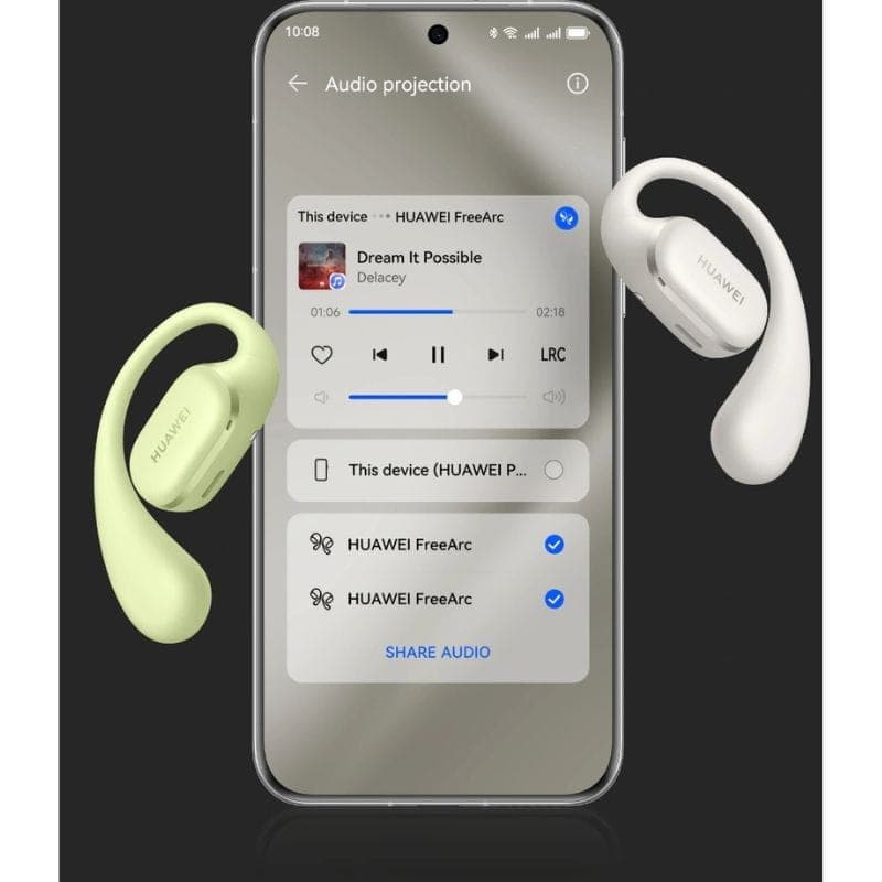 Huawei FreeArc Gris image  de l'application avec deux casques différents connectés