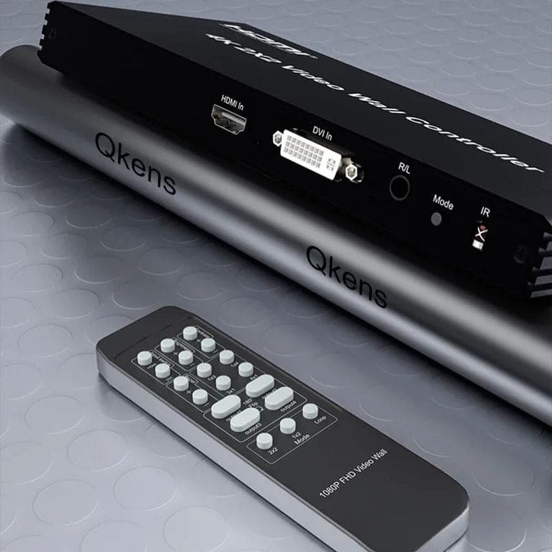 Rullz Qkens - Processador de vídeo wall HDMI DVI 2x2 imagem traseira e comando