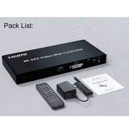 Rullz Qkens - Processador de vídeo wall HDMI DVI 2x2 conteúdo da embalagem