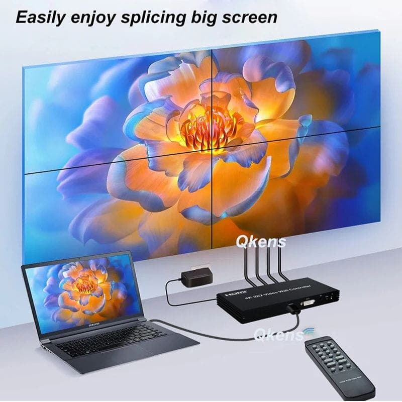 Rullz Qkens - Processador de vídeo wall HDMI DVI 2x2 para ecrãs de grandes dimensões
