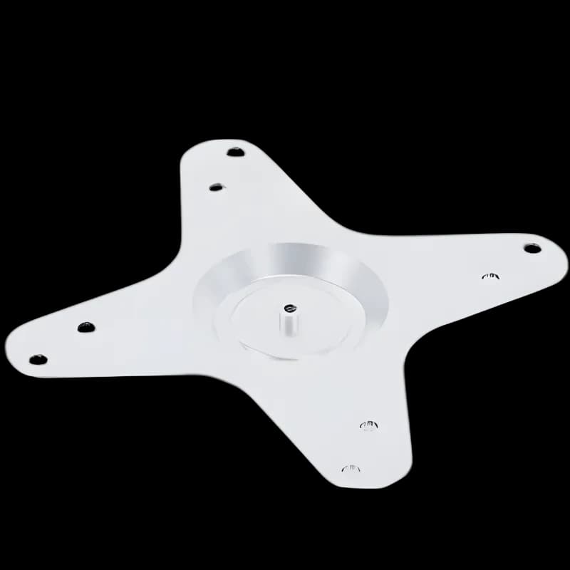 Wanbo WBCA02 Plaque dadaptation argentée en aluminium, forme en étoile à 4 bras avec trous de fixation multiples pour montage de projecteur stable