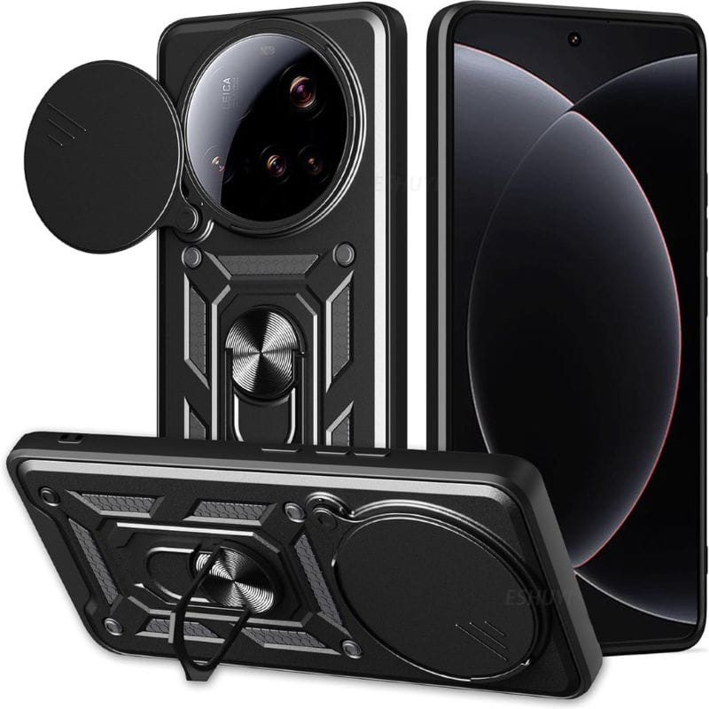 Coque d'armure militaire pour Xiaomi 15 Ultra 5G avec protection de l'appareil photo, support métallique et anneau Noir - Ítem