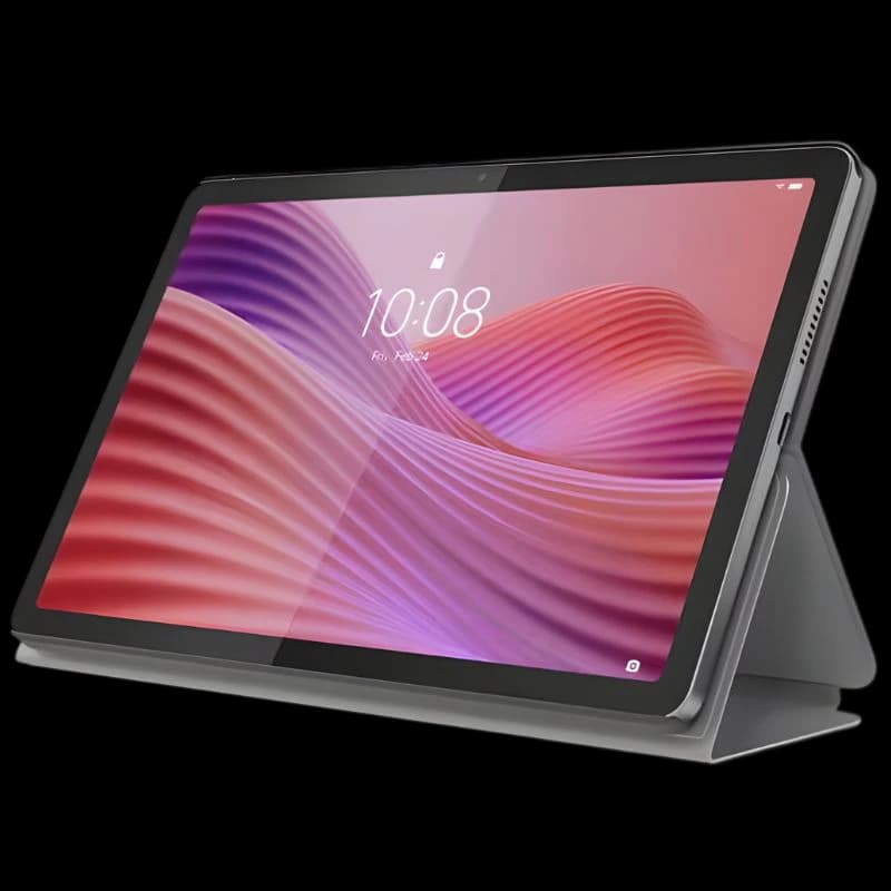 Lenovo Tab 10,1" Gris Lune avec étui support: écran bord fin, caméra frontale centrée, haut-parleurs latéraux, design fin. 4 Go/128 Go, 4G, Wi‑Fi.