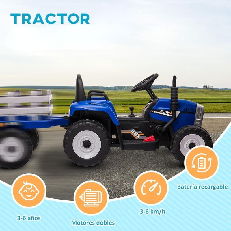 Tractor Ceres con remolque Azul - Coche eléctrico para niños - Ítem2