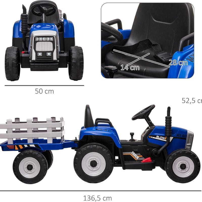 Tractor Ceres con remolque Azul - Coche eléctrico para niños - Ítem1