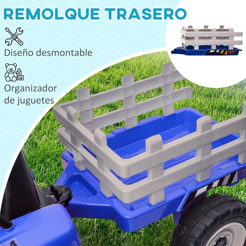 Tractor Ceres con remolque Azul - Coche eléctrico para niños - Ítem7