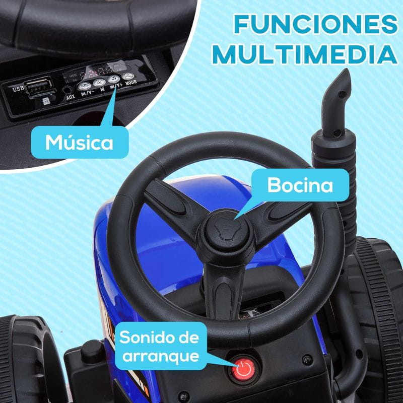 Tractor Ceres con remolque Azul - Coche eléctrico para niños - Ítem6