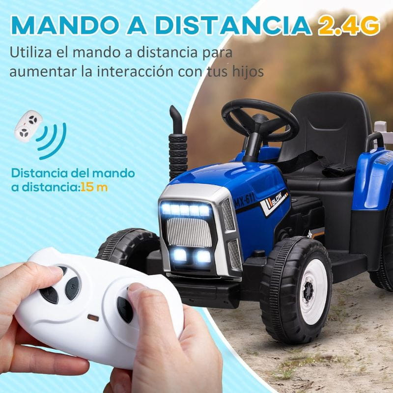 Tractor Ceres con remolque Azul - Coche eléctrico para niños - Ítem5