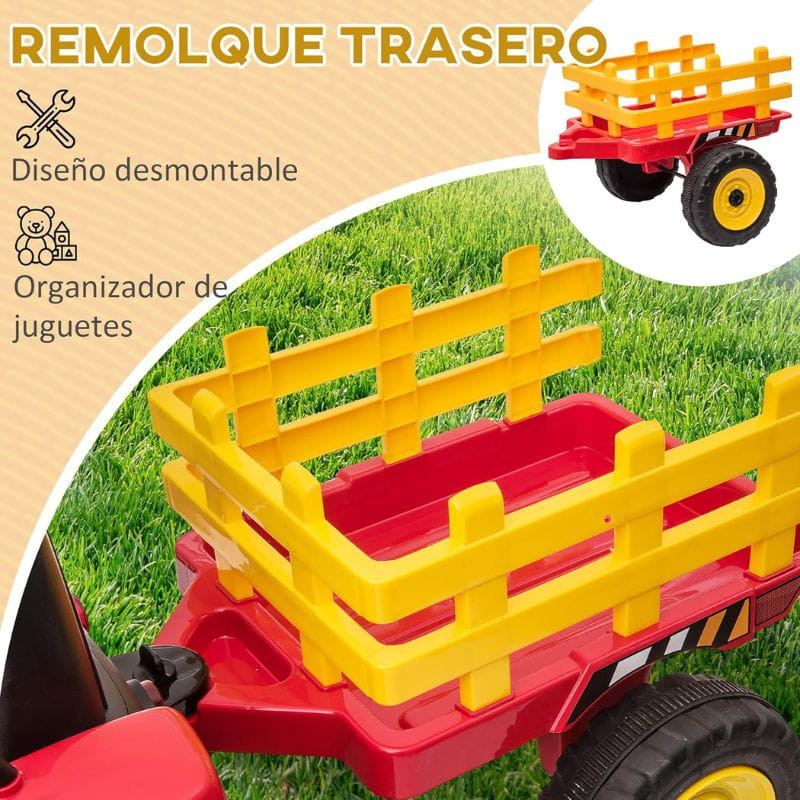  Tractor Ceres com reboque 12V Vermelho - Carro elétrico para crianças - Item7