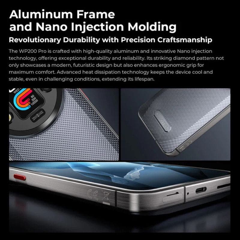 Oukitel WP200 Pro 5G 24 Go/1 To Noir cadre en aluminium