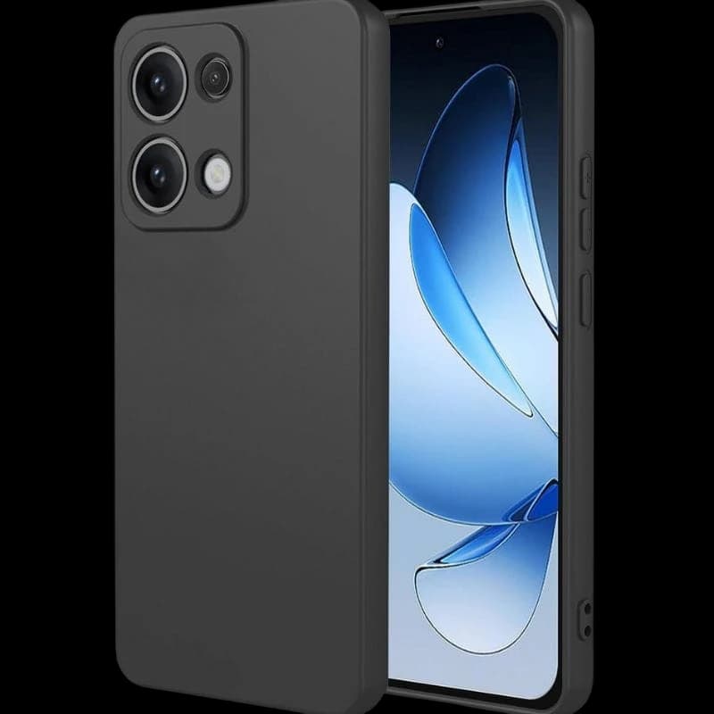 Coque Oppo Reno15 Pro Square Liquid Premium Noir en silicone mat noir, bords carrés, découpe précise triple caméra, protection fine et antichoc, toucher