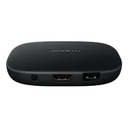 Xiaomi TV Box S 3rd Gen 4K 32GB WiFi Android TV, caja negra compacta con puertos frontales HDMI, USB y jack, diseño minimalista y acabado mate