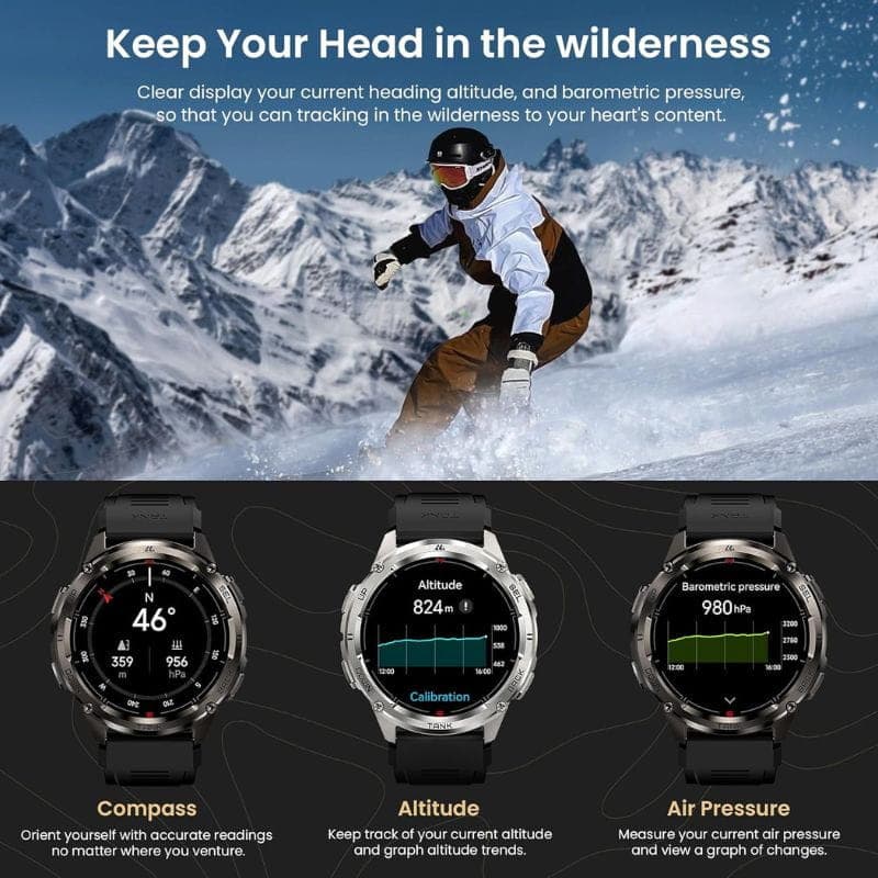 Kospet Tank T3 Ultra 2 Édition spéciale Noir - Montre intelligente image dans la neige