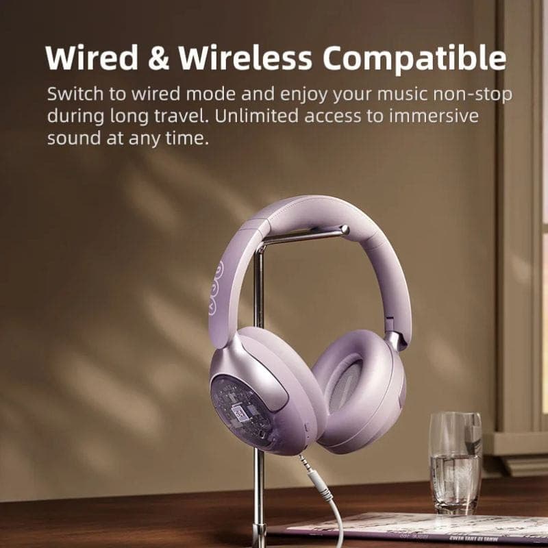 QCY H3 pro Blanco Auriculares sobreoreja plegables con diadema acolchada, copas grandes y controles laterales; diseño elegante, compatibles con cable e