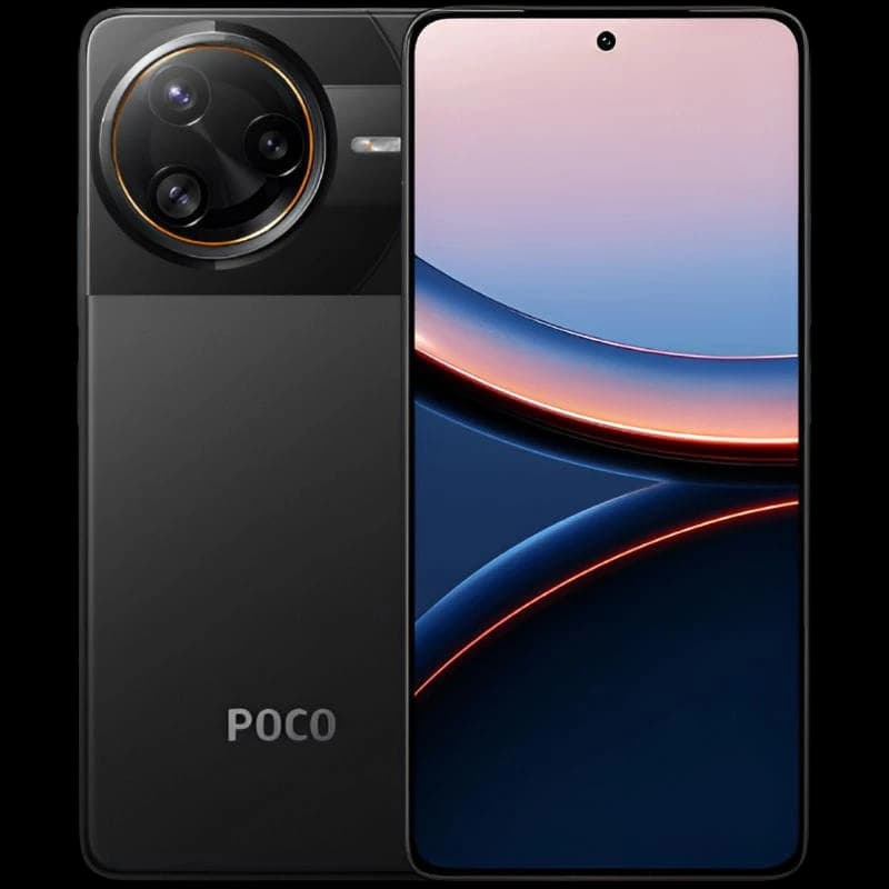 Xiaomi Poco F7 Ultra 5G 12GB 256GB Noir avec grand écran bord à bord, poinçon central, module photo circulaire triple avec anneaux dorés et dos mat POCO