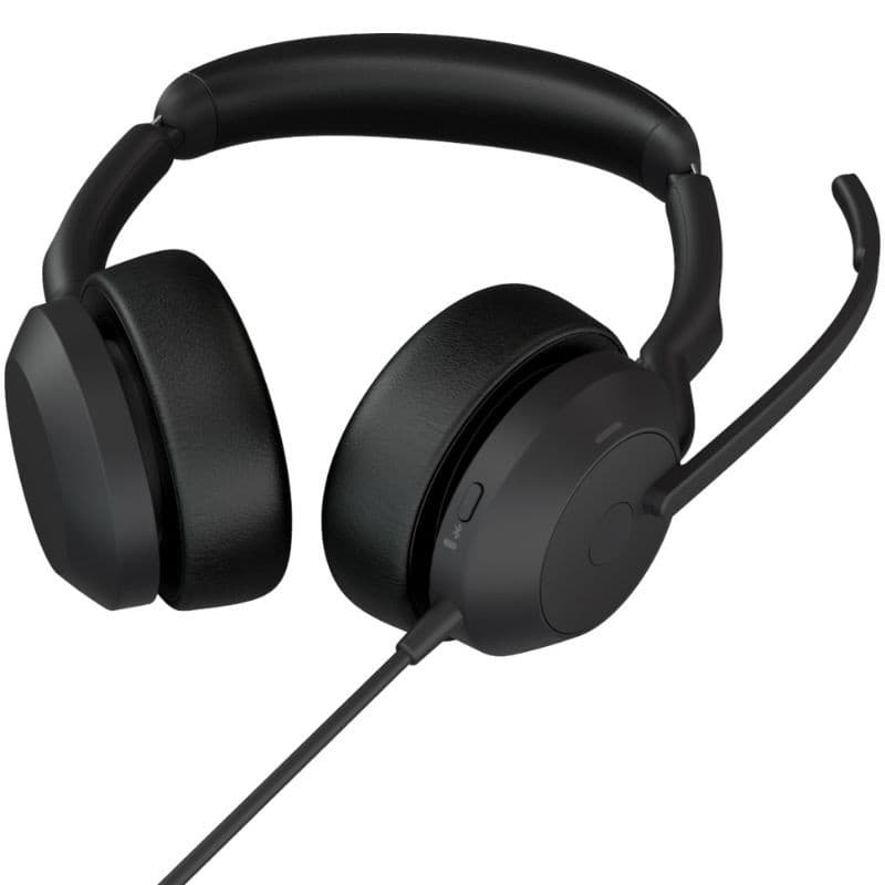 Jabra Evolve2 50 UC Stéréo (USB-C) Noir, vue à 45º