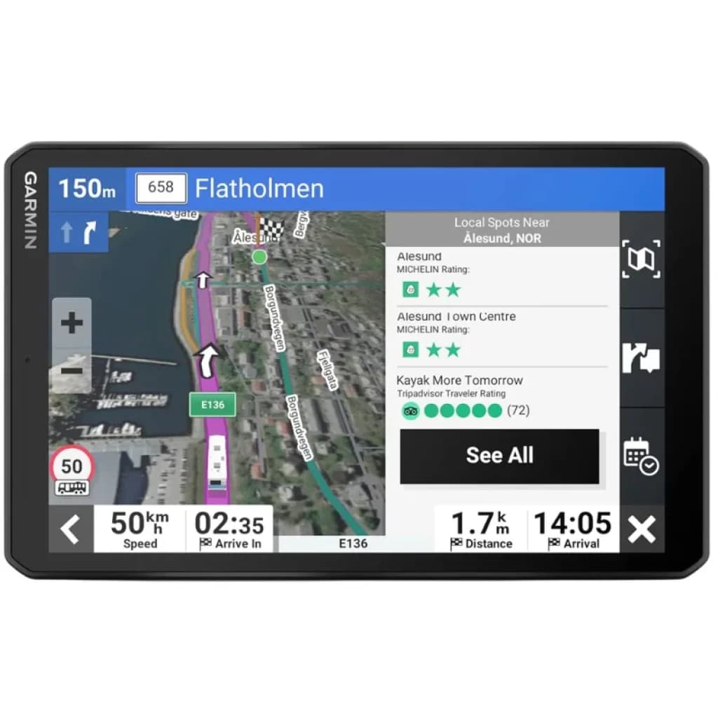 Garmin Camper 895 navegador GPS con pantalla grande táctil, mapas 3D, alertas de velocidad, rutas para caravanas y puntos de interés MICHELIN