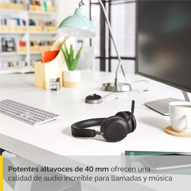 Jabra Evolve2 75 Bluetooth Preto - Auscultadores sem fios com drivers de 40 mm