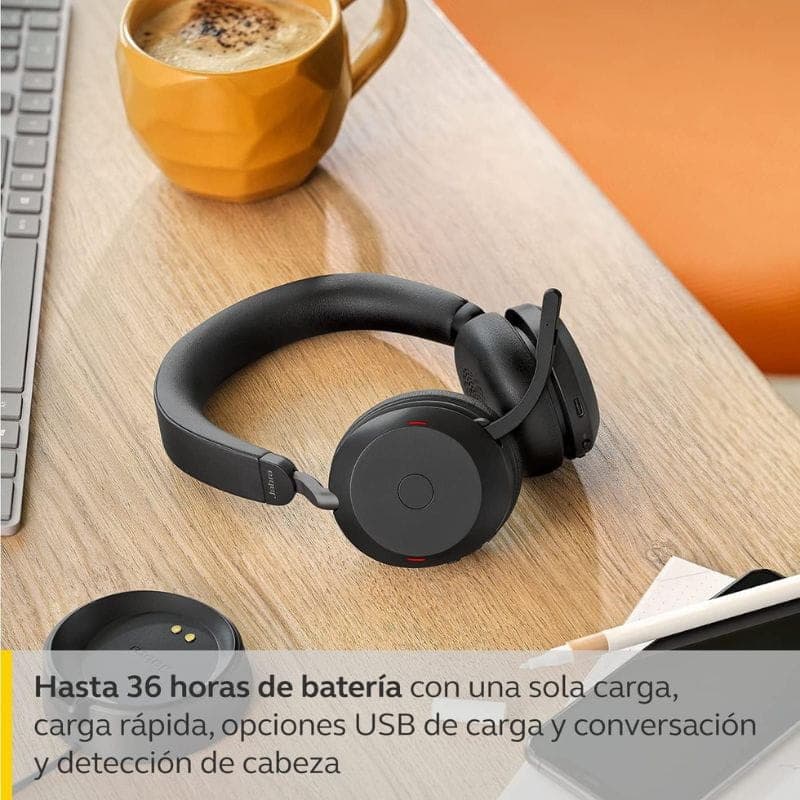 Jabra Evolve2 75 Bluetooth Preto - Auscultadores sem fios com bateria de longa duração