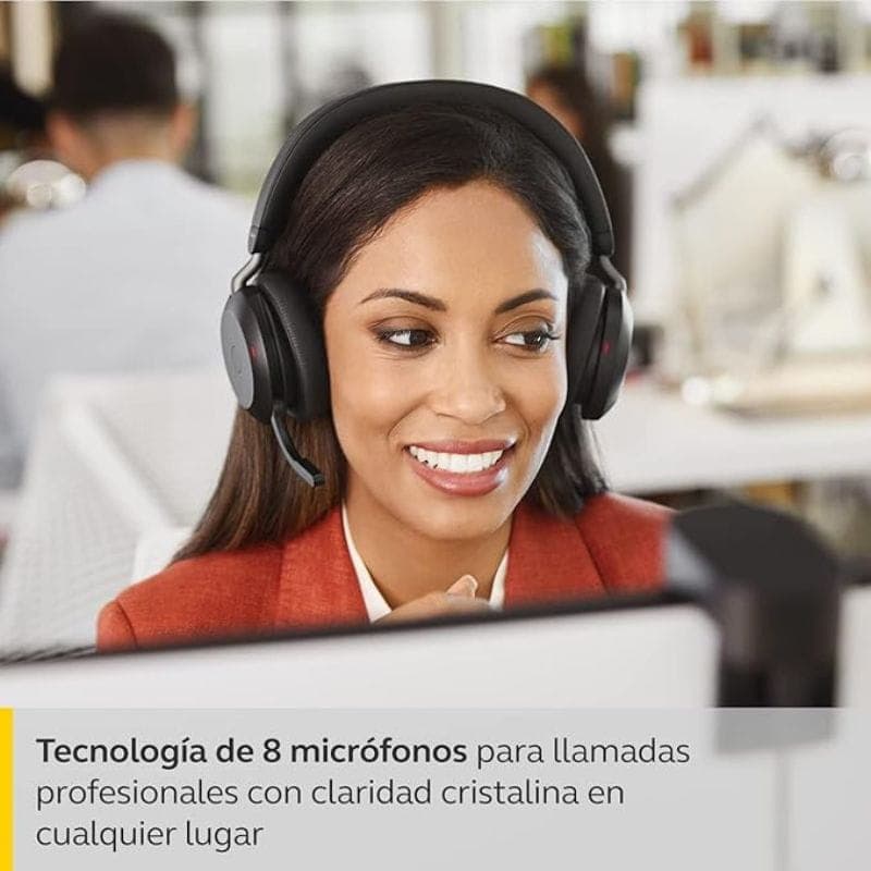 Jabra Evolve2 75 Bluetooth Preto - Auscultadores sem fios com 8 microfones